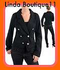 C1 New Ladies Black Long Short Coat Sleeves Blazer Jacket Plus Sz 18 