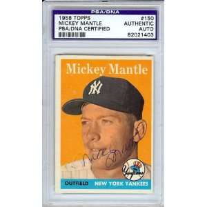  Mickey Mantle Autographed 1958 Topps Card PSA/DNA Slabbed 