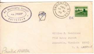 MS THEANO Naval Cover 1965 POSTAGE DUE Cachet HOLLAND  