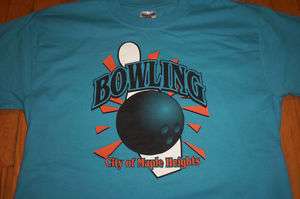 Vintage MAPLE HEIGHTS BOWLING T Shirt GREAT Pin Ball LOGO FREE 
