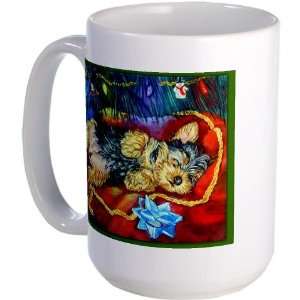  Yorkie Santa Dreams Pets Large Mug by  