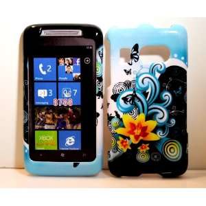 Blue Splashing Flower Wave Snap on Hard Protective Cover Case for Htc 