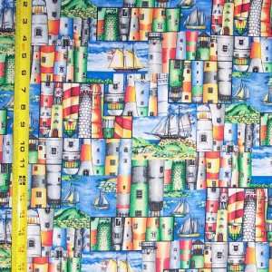   Lighthouses Pictures & Boats Fabric By the Yard 