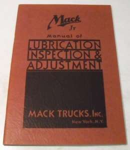 Mack Jr 1936   1937 Truck Owner Manual Original  
