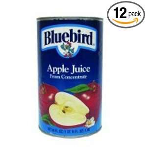 Bluebird Unsweetened Apple Juice, 46 Ounce Cans (Pack of 12)  
