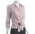 Lafayette 148 New York claret stretch cotton tie front blouse 