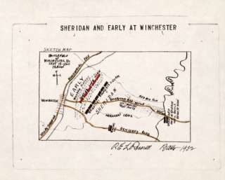 1864 Civil War map of 3rd Battle of Winchester, VA  