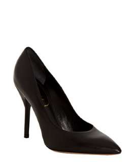 Yves Saint Laurent black leather pointed toe pumps   