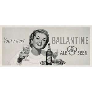  1950 Billboard Ballantine Ale Beer Glass Bottle Tray Ad 