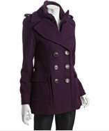style #313571802 merlot wool blend double breasted knit collar peacoat
