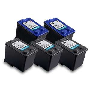 5pk Printronic For Hp 56 57 C6656AN C6657AN Black Color Ink Cartridge