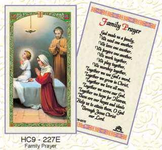 FAMILY PRAYER CATHOLIC HOLY CARD(3 CARDS)  