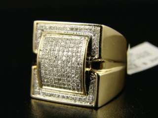 10K MENS YELLOW GOLD SI GENUINE DIAMOND XL RING .75 CT  