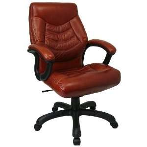  Bomber Jacket Brown Leather Mid Back Office Chair [UE CS 
