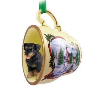  Rottweiler Christmas Ornament Holiday Scene Tea Cup