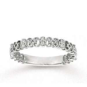  14k White Gold 1/6 Carat Diamond Filigree Stackable Ring Jewelry