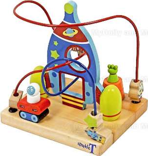 Rocket Ship Space Bead Maze Childs Wooden Toy Baby NEW  