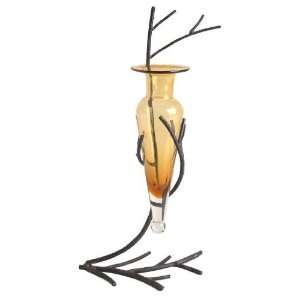  Twig Metal Stand Glass Vase Amber Recycled Twigs Stand 