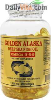 Golden Alaska Deep Sea Fish Oil Omega 3 6 9 EPA DHA 200 Softgels FRESH 