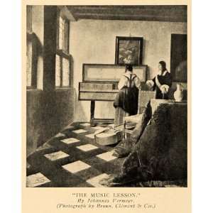  1916 Print Johannes Vermeer The Music Lesson Painting 