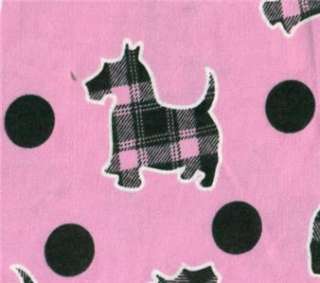   Black Pink Scottie DOG Plaid with Black Dots on Pink BTY  