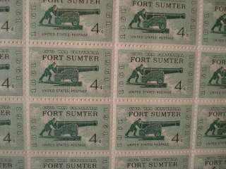 CIVIL WAR CENTENNIAL FULL SHEET OF STAMPS ~ FORT SUMTER ~ 1861 1961 