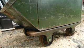 Great Large All Steel Stacking Bins   Army Green   Cast Iron Wheels 