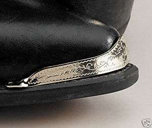 Western Cowboy Boot Tips   Engraved Silver Toe Tips  