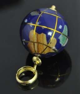   Vintage Michael Anthony 14K Gold Enamel Globe Earth 3D Charm Pendant
