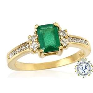    1.30 Ct Natural Emerald & Diamond 14K Solid Gold Ring Jewelry