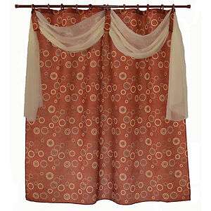 FABRIC SHOWER CURTAIN with VOILE SCARF and Matching Fabric Covered 