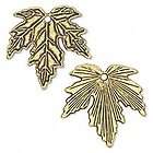 Antique Gold ptd Pewter Maple Leaf Pendant   4 Qty