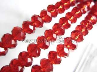 100pcs Ruby Red Faceted Rondelle Crystal Glass Bead 6mm  