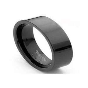  Black Tungsten Carbide 10MM Wide Pipe Ring Band Size 9 