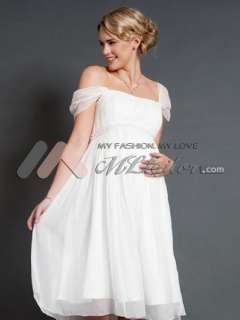   Straps Knee Length Chiffon Maternity Wedding Dress (MLSW20978)  