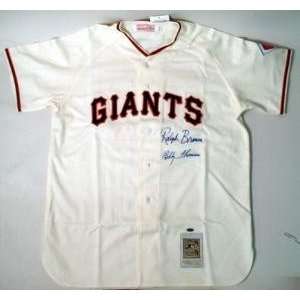  Ralph Branca and Bobby Thomson Dual signed Giants Jersey 