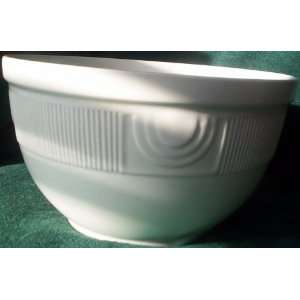  Vintage Hall Pottery Art Deco Batter Bowl White Relief 