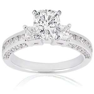   Cushion Cut 3 Stone Diamond Engagement Ring 14K Fascinating Diamonds