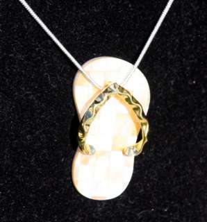 Yellow Shell flip flop Pendant & Sterling Silver Chain  