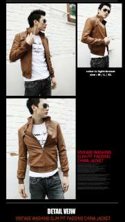 B09 03 Mens Korea Slim Casual Leather Jackets / 2color  