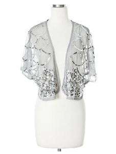 Lace and Sequin Shrug (Colors Black, Gray Grey)  