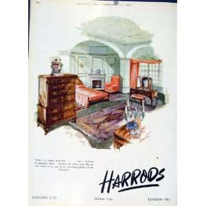  Harrods Walnut Bedroom Home Furnishing 1947 Advert