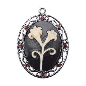  Blue Moon Madame Delphines Metal Pendant Oval W/Flowers 