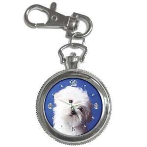 maltese Puppy Dog 3 Key Chain Pocket Watch N0723