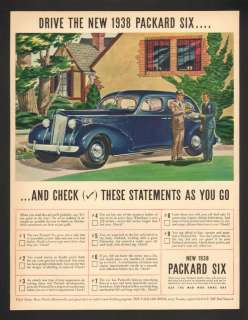 1938 Packard Six Blue Suicide Door Car Vintage Print Ad  
