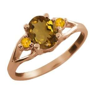   Ct Oval Whiskey Quartz and Yellow Citrine 14k Rose Gold Ring Jewelry