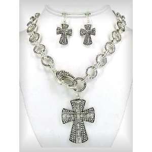  Necklace Set David Yurman Inspired Cross with Crystals 