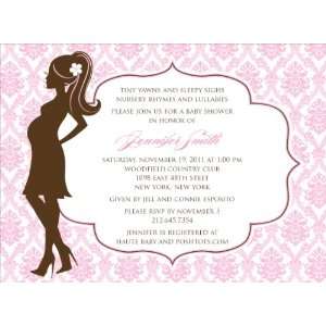    Damask Silhouette Pink Baby Shower Invitations