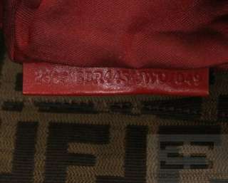 Fendi Tobacco Zucca Monogram Canvas & Red Leather Trim Chef Bag  