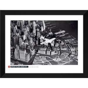  FRAMED Art 28x36 Speed Plane Over New York City, 1937 